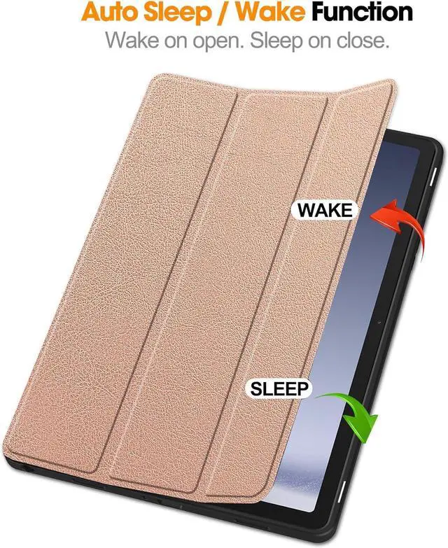 Alt view image 3 of 7 - WERLEO Case for Samsung Galaxy Tab A9 Plus 11 Inch 2023 SM-X210/X215/X216/X218, Slim Smart Stand Cover Protective Cover with Pencil Holder, Stand, Universal Stylus Pen Rose Gold
