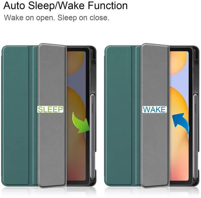 Alt view image 2 of 7 - WERLEO Case for Samsung Galaxy Tab S6 Lite 10.4 inch 2024 2022 2020, Slim Smart Stand Cover Protective Cover with Pencil Holder, Stand, Universal Stylus Pen Dark Green