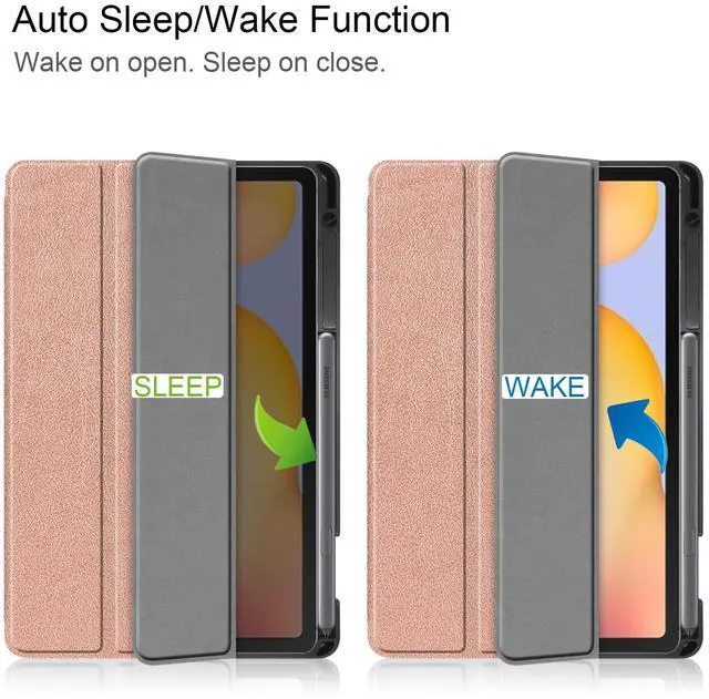 Alt view image 2 of 7 - WERLEO Case for Samsung Galaxy Tab S6 Lite 10.4 inch 2024 2022 2020, Slim Smart Stand Cover Protective Cover with Pencil Holder, Stand, Universal Stylus Pen Rose Gold