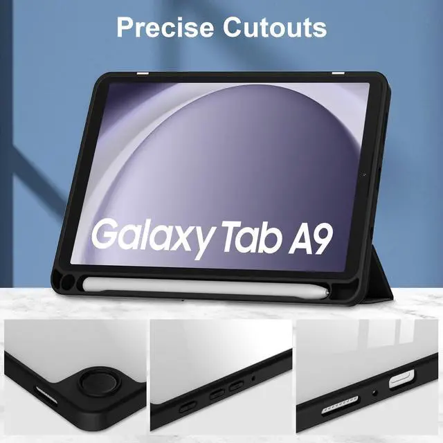 Alt view image 3 of 7 - WERLEO Case for Samsung Galaxy Tab A9 8.7 inch 2023 SM-X110/X115/X117, Slim Smart Stand Cover Protective Cover with Pencil Holder, Stand, Universal Stylus Pen