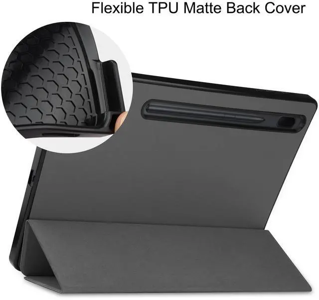 Alt view image 5 of 7 - WERLEO Case for Samsung Galaxy Tab S8 11 inch 2022/Tab S7 2020 11" Model SM-X700/X706/T870/T875/T878, Slim Smart Stand Cover Protective Cover with Pencil Holder, Stand, Universal Stylus Pen Grey