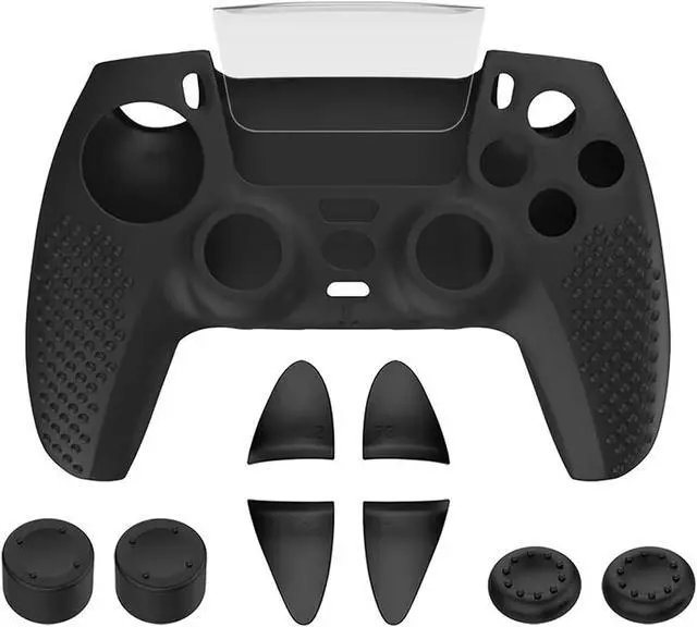 Alt view image 7 of 7 - WERLEO For PS5 Controller Cover - Protective Case for PlayStation 5 with 4PCS Thumb Grip Caps & L2 R2 Trigger Extender