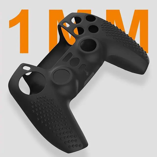 Alt view image 4 of 7 - WERLEO For PS5 Controller Cover - Protective Case for PlayStation 5 with 4PCS Thumb Grip Caps & L2 R2 Trigger Extender
