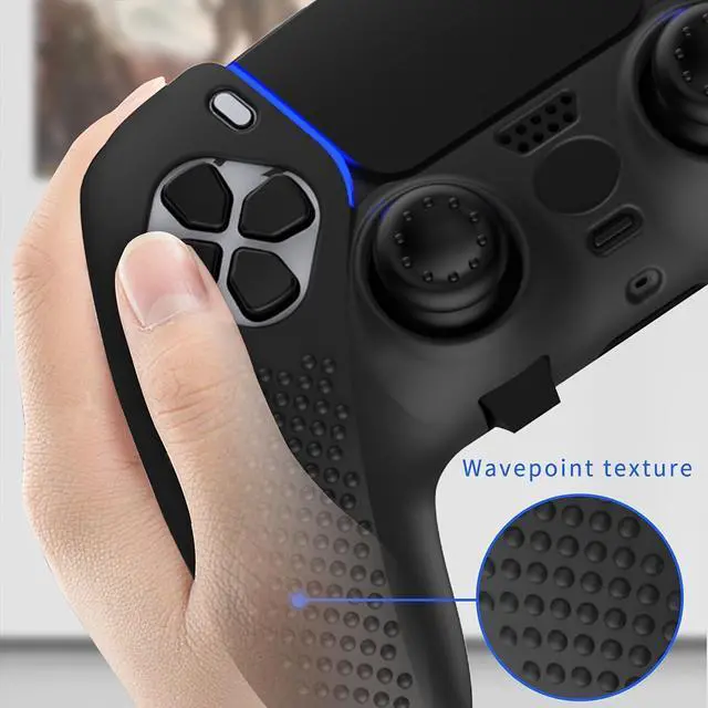 Alt view image 2 of 7 - WERLEO For PS5 Controller Cover - Protective Case for PlayStation 5 with 4PCS Thumb Grip Caps & L2 R2 Trigger Extender