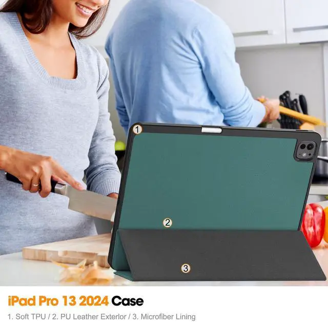 Alt view image 6 of 7 - WERLEO Case for iPad Pro 13 Inch M4 2024 A2925 A2926 A3007, Slim Smart Stand Cover Protective Cover with Pencil Holder, Stand, Universal Stylus Pen,Support Apple Pencil Charging + Auto Wake/Sleep