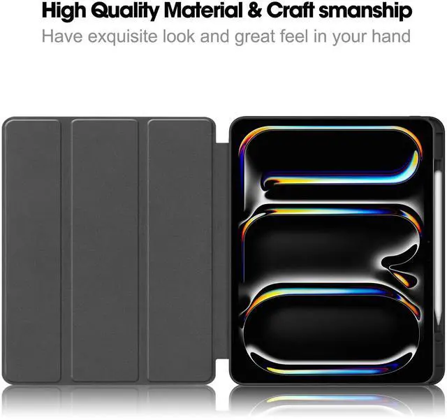 Alt view image 7 of 7 - WERLEO Case for iPad Pro 13 Inch M4 2024 A2925 A2926 A3007, Slim Smart Stand Cover Protective Cover with Pencil Holder, Stand, Universal Stylus Pen,Support Apple Pencil Charging + Auto Wake/Sleep Red