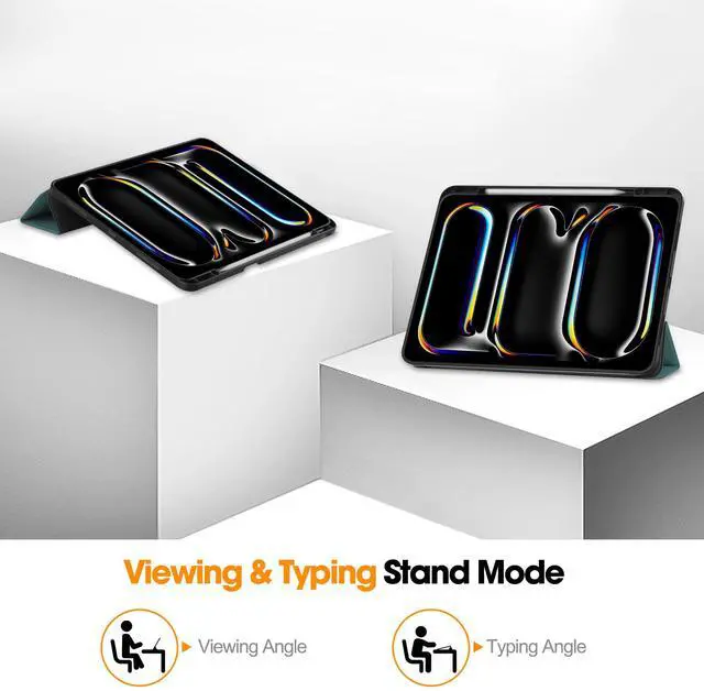 Alt view image 3 of 7 - WERLEO Case for iPad Pro 13 Inch M4 2024 A2925 A2926 A3007, Slim Smart Stand Cover Protective Cover with Pencil Holder, Stand, Universal Stylus Pen,Support Apple Pencil Charging + Auto Wake/Sleep