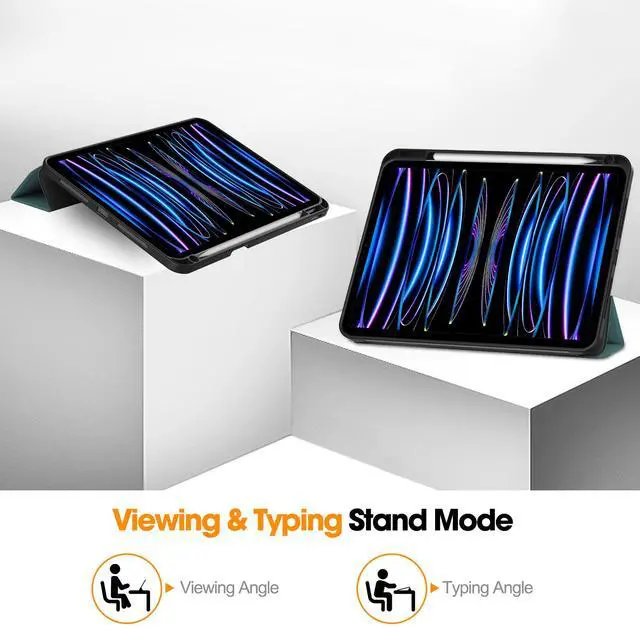 Alt view image 3 of 7 - WERLEO Case for iPad Pro 11 Inch 2022 2021 2020 2018, Slim Smart Stand Cover for for iPad Pro 11 4th Gen 2022/3rd Gen 2021/ 2nd Gen 2020/1st Gen 2018 with Pencil Holder, Universal Stylus Pen