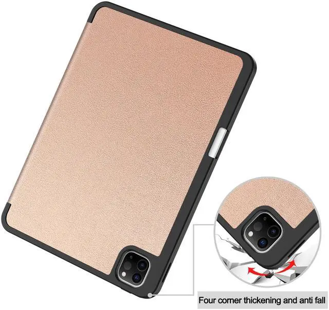 Alt view image 5 of 7 - WERLEO Case for iPad Pro 11 Inch 2022 2021 2020 2018, Slim Smart Stand Cover for for iPad Pro 11 4th Gen 2022/3rd Gen 2021/ 2nd Gen 2020/1st Gen 2018 with Pencil Holder, Universal Stylus Pen Rose Gold