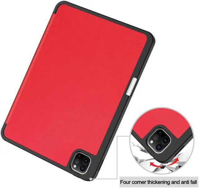 Alt view image 5 of 7 - WERLEO Case for iPad Pro 11 Inch 2022 2021 2020 2018, Slim Smart Stand Cover for for iPad Pro 11 4th Gen 2022/3rd Gen 2021/ 2nd Gen 2020/1st Gen 2018 with Pencil Holder, Universal Stylus Pen Red