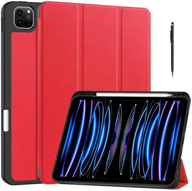 Main image of WERLEO Case for iPad Pro 11 Inch 2022 2021 2020 2018, Slim Smart Stand Cover for for iPad Pro 11 4th Gen 2022/3rd Gen 2021/ 2nd Gen 2020/1st Gen 2018 with Pencil Holder, Universal Stylus Pen Red