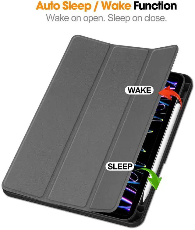 Alt view image 2 of 7 - WERLEO Case for iPad Pro 11 Inch 2022 2021 2020 2018, Slim Smart Stand Cover for for iPad Pro 11 4th Gen 2022/3rd Gen 2021/ 2nd Gen 2020/1st Gen 2018 with Pencil Holder, Universal Stylus Pen Grey
