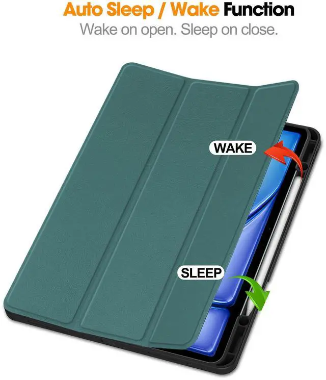Alt view image 2 of 7 - WERLEO Case for iPad Air 13 Inch M3 2025 / M2 2024, Slim Smart Stand Cover Protective Cover with Pencil Holder, Stand, Universal Stylus Pen,Support Pencil Charging + Auto Wake/Sleep Dark Green