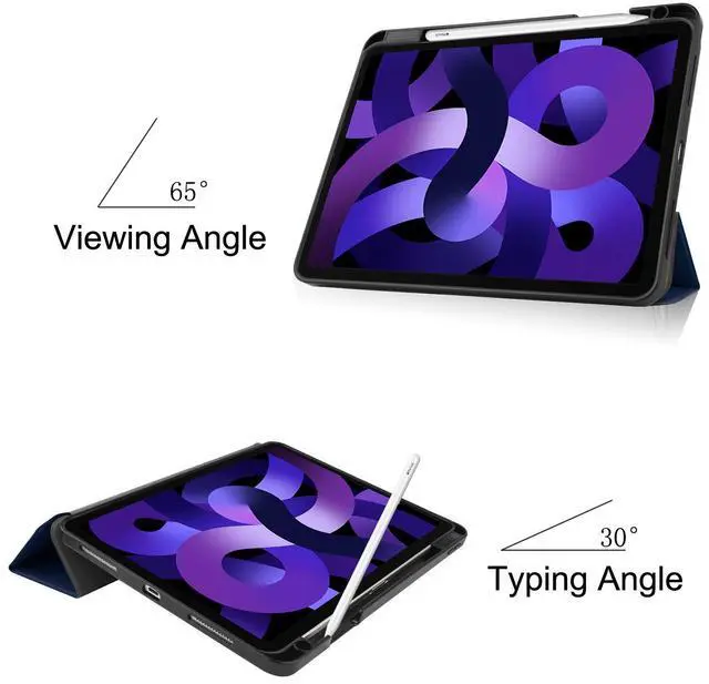 Alt view image 3 of 7 - WERLEO Case for iPad Air 11 inch M3 2025) / M2 2024, iPad Air 5th Generation 2022 / 4th Generation 2020 10.9 inch, Slim Smart Stand Cover with Pencil Holder, Universal Stylus Pen Blue
