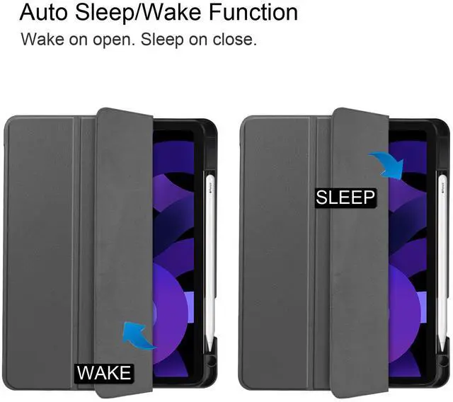 Alt view image 4 of 7 - WERLEO Case for iPad Air 11 inch M3 2025) / M2 2024, iPad Air 5th Generation 2022 / 4th Generation 2020 10.9 inch, Slim Smart Stand Cover with Pencil Holder, Universal Stylus Pen Grey