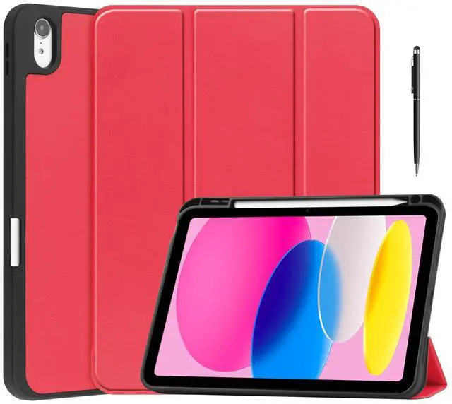 Main image of WERLEO Case for iPad A16 11th Generation 11 inch 2025 / iPad 10th Generation 10.9 inch 2022, Slim Smart Stand Cover with Pencil Holder, Universal Stylus Pen Red