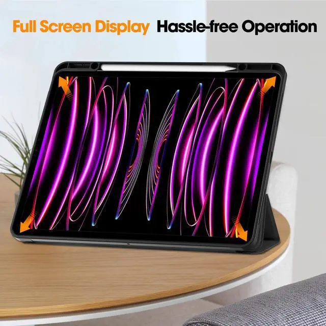 Alt view image 4 of 7 - WERLEO Case for iPad Pro 12.9 Inch 2022/2021/2020/2018 (6th/5th/4th/3rd Gen), Slim Smart Stand Cover Protective Cover with Pencil Holder, Stand, Universal Stylus Pen,Support Pencil Charging