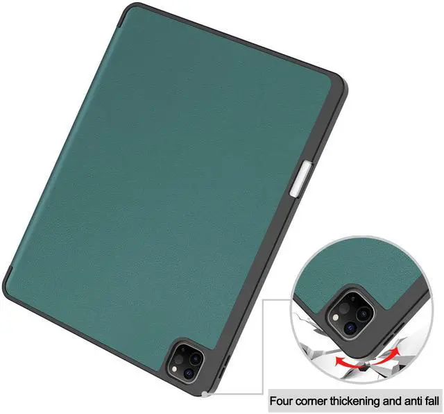 Alt view image 5 of 7 - WERLEO Case for iPad Pro 12.9 Inch 2022/2021/2020/2018 (6th/5th/4th/3rd Gen), Slim Smart Stand Cover Protective Cover with Pencil Holder, Stand, Universal Stylus Pen,Support Pencil Charging Dark Green