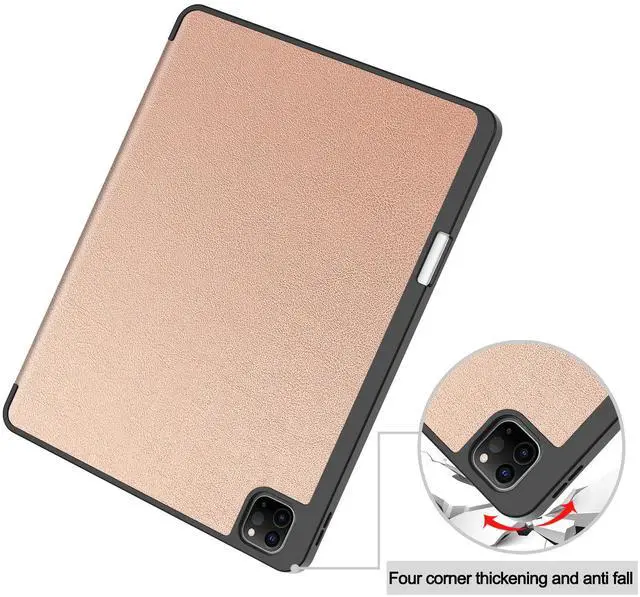 Alt view image 5 of 7 - WERLEO Case for iPad Pro 12.9 Inch 2022/2021/2020/2018 (6th/5th/4th/3rd Gen), Slim Smart Stand Cover Protective Cover with Pencil Holder, Stand, Universal Stylus Pen,Support Pencil Charging Rose Gold