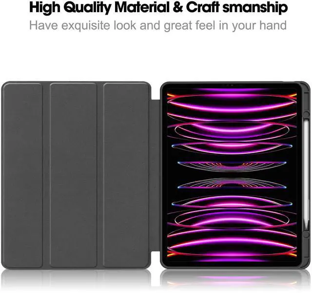 Alt view image 7 of 7 - WERLEO Case for iPad Pro 12.9 Inch 2022/2021/2020/2018 (6th/5th/4th/3rd Gen), Slim Smart Stand Cover Protective Cover with Pencil Holder, Stand, Universal Stylus Pen,Support Pencil Charging Rose Gold