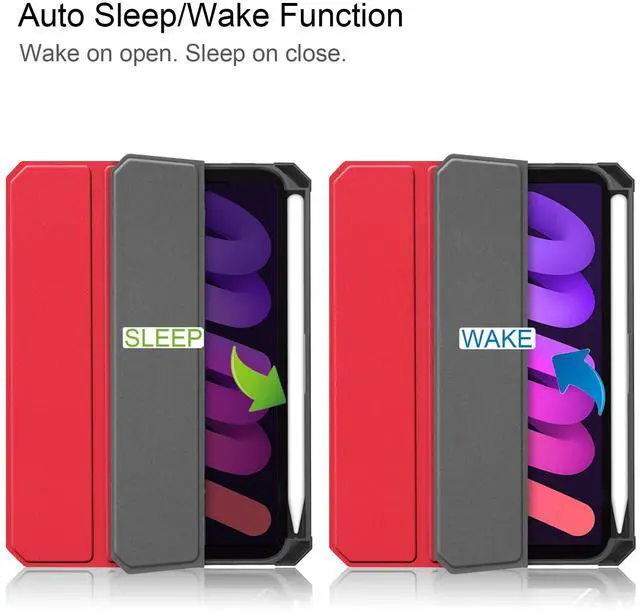 Alt view image 2 of 7 - WERLEO Case for iPad Mini 7 2024 (A17 Pro) / iPad Mini 6 2021, iPad Mini 7th/6th Generation Case 8.3 inch, Slim Smart Stand Cover with Pencil Holder, Universal Stylus Pen,Support Pencil Charging Red