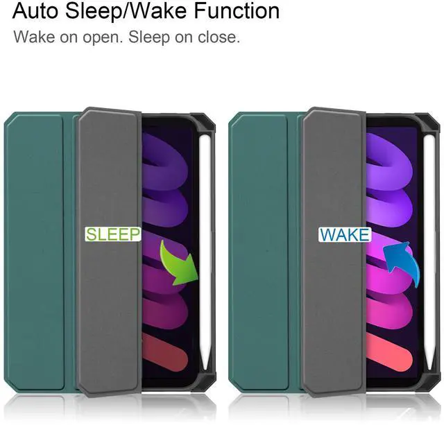 Alt view image 2 of 7 - WERLEO Case for iPad Mini 7 2024 (A17 Pro) / iPad Mini 6 2021, iPad Mini 7th/6th Generation Case 8.3 inch, Slim Smart Stand Cover with Pencil Holder, Universal Stylus Pen,Support Pencil Charging Green