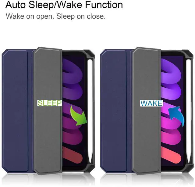 Alt view image 2 of 7 - WERLEO Case for iPad Mini 7 2024 (A17 Pro) / iPad Mini 6 2021, iPad Mini 7th/6th Generation Case 8.3 inch, Slim Smart Stand Cover with Pencil Holder, Universal Stylus Pen,Support Pencil Charging Blue