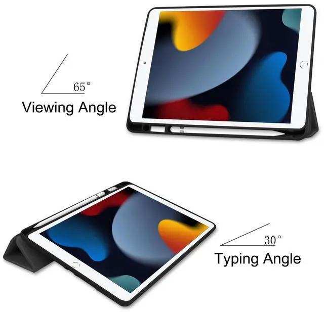 Alt view image 3 of 7 - WERLEO Case for iPad 10.2 Inch 2021/2020/2019, iPad 9th/8th/7th Generation 10.2" Slim Smart Stand Cover with Pencil Holder, Universal Stylus Pen