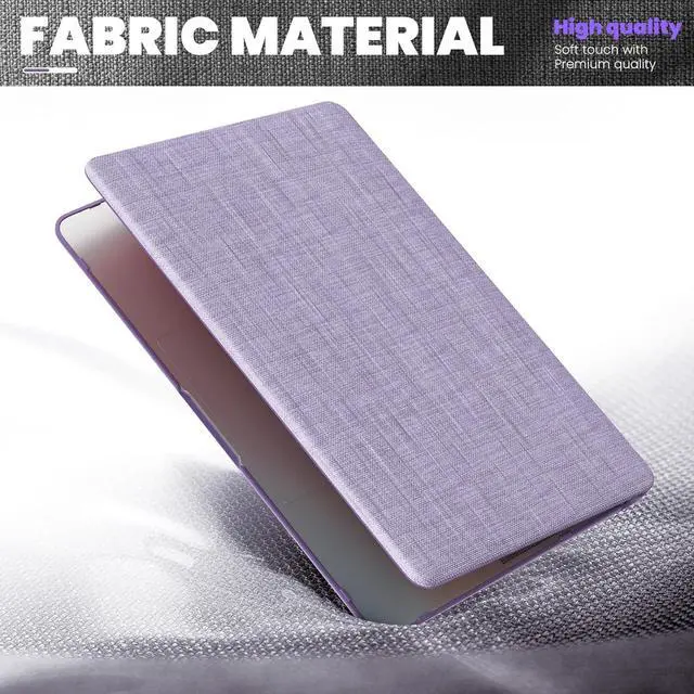 Alt view image 6 of 7 - WERLEO Compatible for MacBook Air 13 inch Case 2018-2021 M1 A2337 A2179 A1932 with Retina Display, Fabric Textured Hard Shell with Foldable Kickstand & Keyboard Cover for MacBook Air 13'' Case Purple