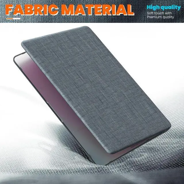 Alt view image 3 of 7 - WERLEO Compatible for MacBook Air 13 inch Case 2018-2021 M1 A2337 A2179 A1932 with Retina Display, Fabric Textured Hard Shell with Foldable Kickstand & Keyboard Cover for MacBook Air 13'' Case Grey