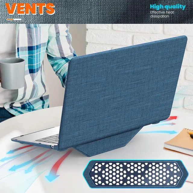 Alt view image 5 of 7 - WERLEO Compatible for MacBook Pro 13 inch Case M2 2024 2023 2022-2016 M1 A2338 A2289 A2251 A2159 A1989 A1706 A1708 - Fabric Textured Hard Shell Case with Foldable Kickstand & Keyboard Covers