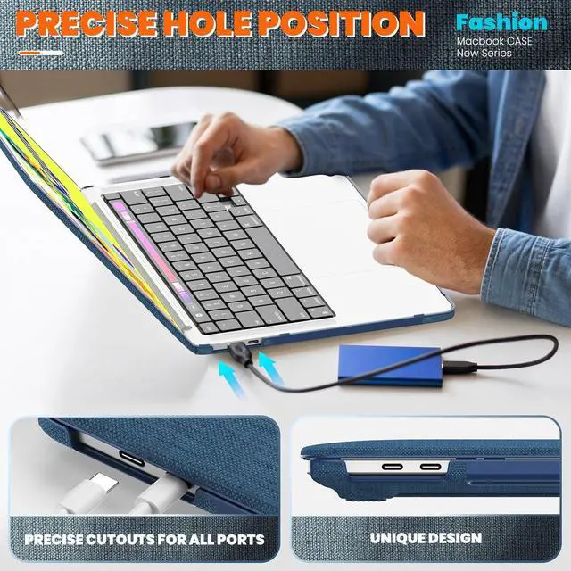 Alt view image 6 of 7 - WERLEO Compatible for MacBook Pro 13 inch Case M2 2024 2023 2022-2016 M1 A2338 A2289 A2251 A2159 A1989 A1706 A1708 - Fabric Textured Hard Shell Case with Foldable Kickstand & Keyboard Covers