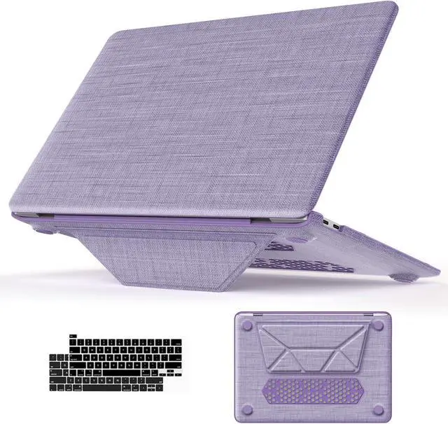 Main image of WERLEO Compatible for MacBook Pro 13 inch Case M2 2024 2023 2022-2016 M1 A2338 A2289 A2251 A2159 A1989 A1706 A1708 - Fabric Textured Hard Shell Case with Foldable Kickstand & Keyboard Covers Purple