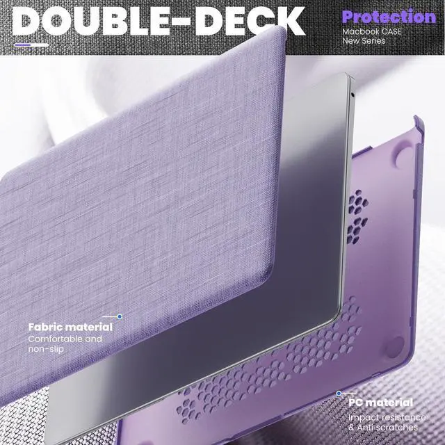 Alt view image 7 of 7 - WERLEO Compatible for MacBook Pro 13 inch Case M2 2024 2023 2022-2016 M1 A2338 A2289 A2251 A2159 A1989 A1706 A1708 - Fabric Textured Hard Shell Case with Foldable Kickstand & Keyboard Covers Purple