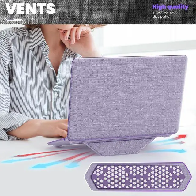 Alt view image 4 of 7 - WERLEO Compatible for MacBook Pro 13 inch Case M2 2024 2023 2022-2016 M1 A2338 A2289 A2251 A2159 A1989 A1706 A1708 - Fabric Textured Hard Shell Case with Foldable Kickstand & Keyboard Covers Purple