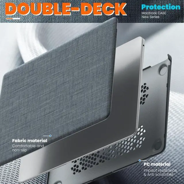 Alt view image 7 of 7 - WERLEO Compatible for MacBook Pro 13 inch Case M2 2024 2023 2022-2016 M1 A2338 A2289 A2251 A2159 A1989 A1706 A1708 - Fabric Textured Hard Shell Case with Foldable Kickstand & Keyboard Covers Grey