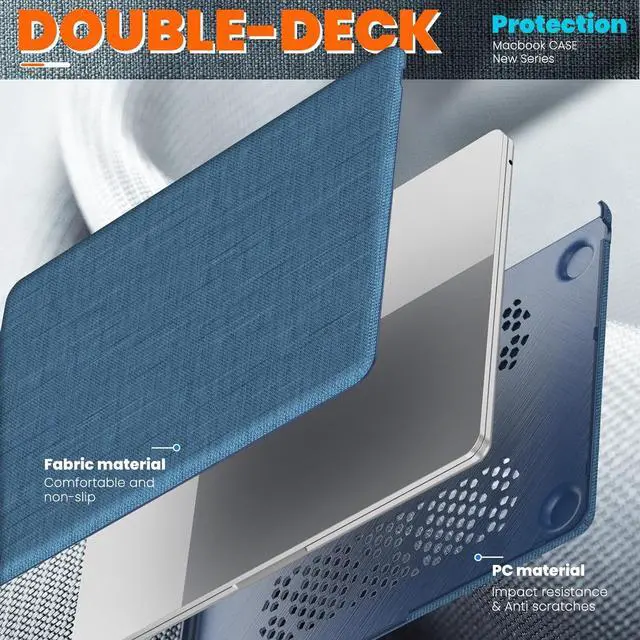Alt view image 7 of 7 - WERLEO Compatible for MacBook Pro 14 inch Case 2025-2021 M4 M3 M2 M1 Pro/Max A3401 A3185 A3112 A2992 A2918 A2779 A2442 Knit Fabric Hard Shell Case with Foldable Kickstand, Keyboard Cover Blue