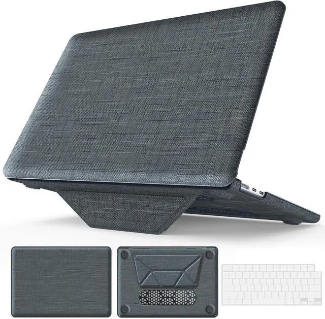 Main image of WERLEO Compatible for MacBook Air 15 inch Case M4 2025 2024 2023 M3 M2 A3241 A3114 A2941 - Fabric Textured Hard Shell Case with Foldable Kickstand & Keyboard Cover