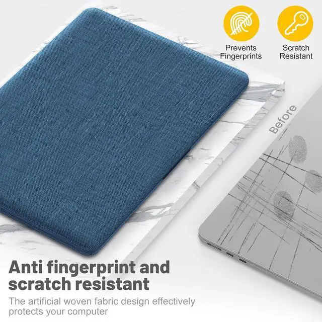 Alt view image 6 of 7 - WERLEO Compatible for MacBook Air 15 inch Case M4 2025 2024 2023 M3 M2 A3241 A3114 A2941 - Fabric Textured Hard Shell Case with Foldable Kickstand & Keyboard Cover Blue