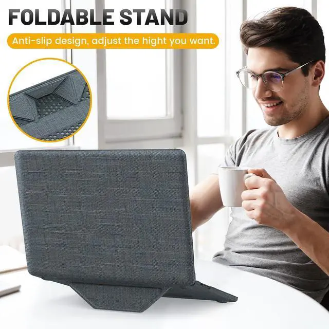 Alt view image 4 of 7 - WERLEO Compatible for MacBook Air 15 inch Case M4 2025 2024 2023 M3 M2 A3241 A3114 A2941 - Fabric Textured Hard Shell Case with Foldable Kickstand & Keyboard Cover