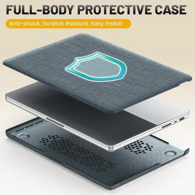 Alt view image 6 of 7 - WERLEO Case for MacBook Pro 16 inch 2025 2024 2023 2022 2021 M4 M3 M2 M1 A3186 A3403 A2991 A2780 A2485 Fabric Textured Hard Shell Case with Foldable Kickstand & Keyboard Cover