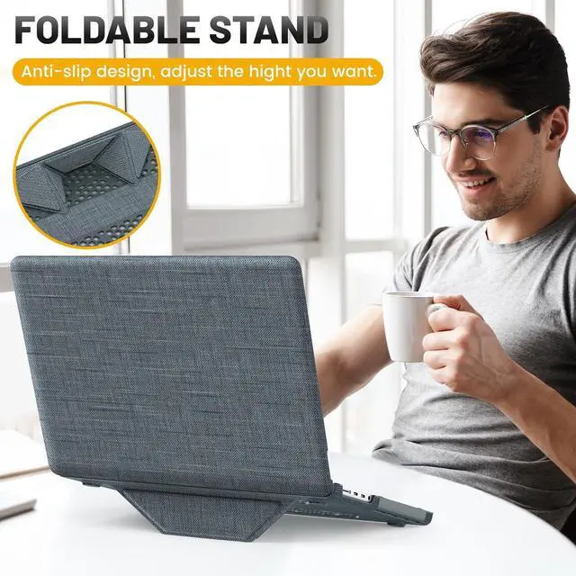 Alt view image 3 of 7 - WERLEO Case for MacBook Pro 16 inch 2025 2024 2023 2022 2021 M4 M3 M2 M1 A3186 A3403 A2991 A2780 A2485 Fabric Textured Hard Shell Case with Foldable Kickstand & Keyboard Cover