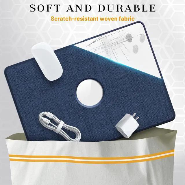 Alt view image 6 of 7 - WERLEO for MacBook Air 13 inch Case 2022 2021 2020 2019 2018 A2337 M1 A2179 A1932 Fabric Textured Hard Shell Protective Cover with Foldable Kickstand & Keyboard Cover & Logo Cutout Design Blue