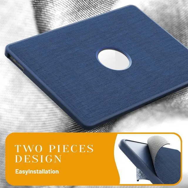 Alt view image 3 of 7 - WERLEO for MacBook Air 13 inch Case 2022 2021 2020 2019 2018 A2337 M1 A2179 A1932 Fabric Textured Hard Shell Protective Cover with Foldable Kickstand & Keyboard Cover & Logo Cutout Design Blue