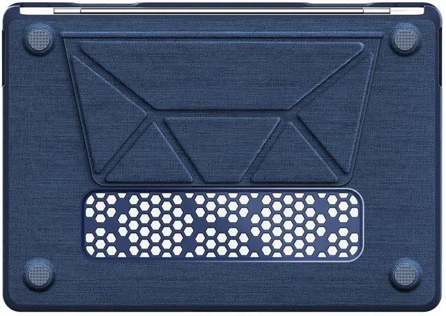 Alt view image 5 of 7 - WERLEO for MacBook Air 13 inch Case 2022 2021 2020 2019 2018 A2337 M1 A2179 A1932 Fabric Textured Hard Shell Protective Cover with Foldable Kickstand & Keyboard Cover & Logo Cutout Design Blue