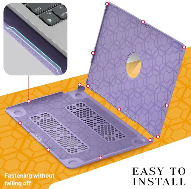 Alt view image 5 of 7 - WERLEO for MacBook Air 13 inch Case 2022 2021 2020 2019 2018 A2337 M1 A2179 A1932 Fabric Textured Hard Shell Protective Cover with Foldable Kickstand & Keyboard Cover & Logo Cutout Design Purple