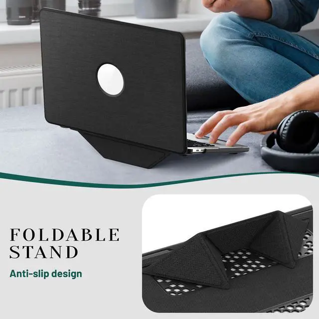 Alt view image 2 of 7 - WERLEO Case for MacBook Pro 13 inch M2 2024 2023 2022-2016 M1 A2338 A2289 A2251 A2159 A1989 A1706 A1708 Fabric Textured Hard Shell Case with Foldable Kickstand & Keyboard Covers & Logo Cutout Design