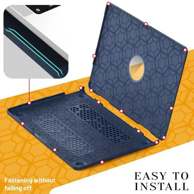 Alt view image 4 of 7 - WERLEO Case for MacBook Pro 13 inch M2 2024 2023 2022-2016 M1 A2338 A2289 A2251 A2159 A1989 A1706 A1708 Fabric Textured Hard Shell Case with Foldable Kickstand & Keyboard Covers & Logo Cutout Blue