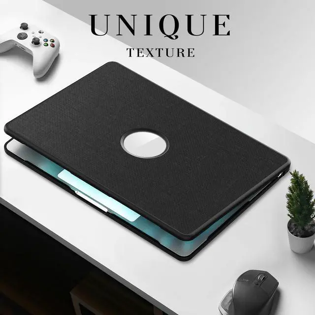 Alt view image 5 of 7 - WERLEO for MacBook Air 13.6 inch Case 2025 2024 2023 2022 M4 A3240 M3 A3113 M2 A2681, Woven Fabric Textured Hard Shell Cover with Foldable Kickstand & Keyboard Cover & Logo Cutout Design