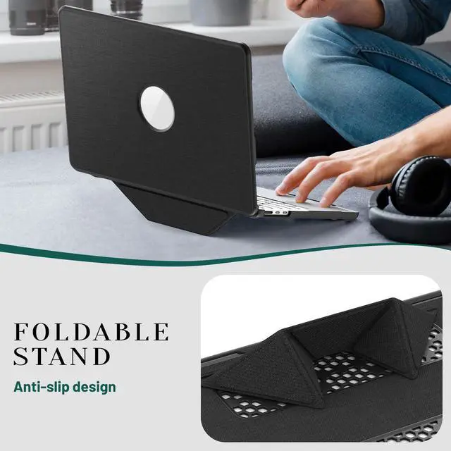 Alt view image 2 of 7 - WERLEO for MacBook Air 13.6 inch Case 2025 2024 2023 2022 M4 A3240 M3 A3113 M2 A2681, Woven Fabric Textured Hard Shell Cover with Foldable Kickstand & Keyboard Cover & Logo Cutout Design